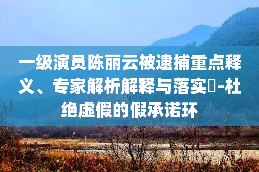 一級演員陳麗云被逮捕重點(diǎn)釋義、專家解析解釋與落實(shí)?-杜絕虛假的假承諾環(huán)