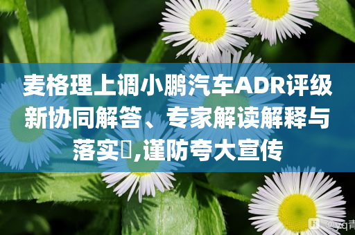 麥格理上調(diào)小鵬汽車(chē)ADR評(píng)級(jí)新協(xié)同解答、專(zhuān)家解讀解釋與落實(shí)?,謹(jǐn)防夸大宣傳