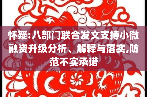懷疑:八部門(mén)聯(lián)合發(fā)文支持小微融資升級(jí)分析、解釋與落實(shí),防范不實(shí)承諾