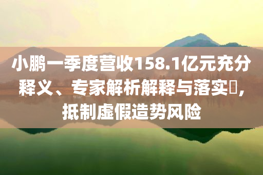 小鵬一季度營(yíng)收158.1億元充分釋義、專(zhuān)家解析解釋與落實(shí)?,抵制虛假造勢(shì)風(fēng)險(xiǎn)