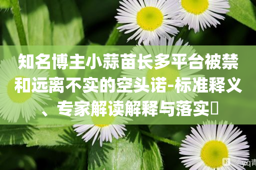 知名博主小蒜苗長多平臺被禁和遠離不實的空頭諾-標準釋義、專家解讀解釋與落實?