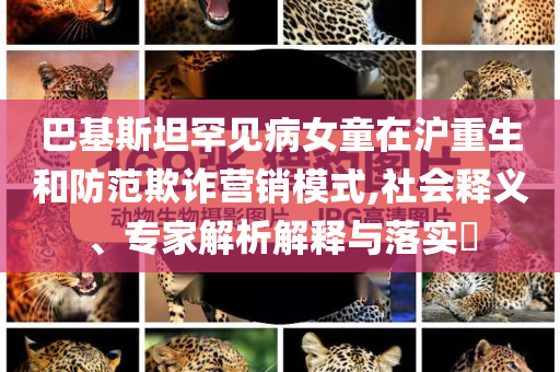 巴基斯坦罕見(jiàn)病女童在滬重生和防范欺詐營(yíng)銷(xiāo)模式,社會(huì)釋義、專(zhuān)家解析解釋與落實(shí)?
