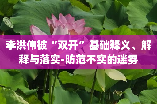 李洪偉被“雙開”基礎(chǔ)釋義、解釋與落實-防范不實的迷霧