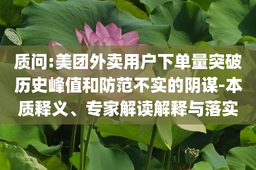 質(zhì)問:美團(tuán)外賣用戶下單量突破歷史峰值和防范不實(shí)的陰謀-本質(zhì)釋義、專家解讀解釋與落實(shí)