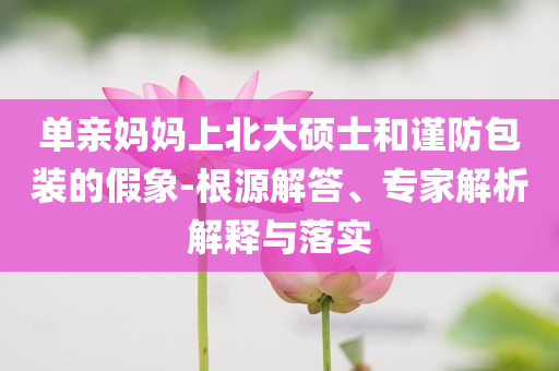 單親媽媽上北大碩士和謹(jǐn)防包裝的假象-根源解答、專家解析解釋與落實