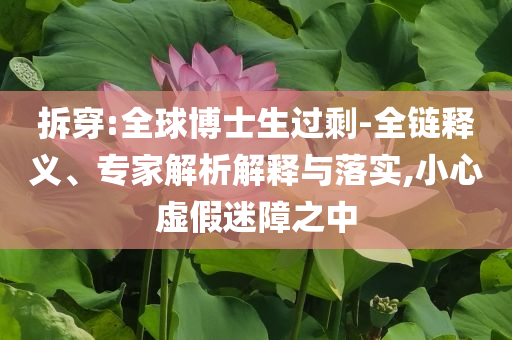 拆穿:全球博士生過(guò)剩-全鏈釋義、專家解析解釋與落實(shí),小心虛假迷障之中