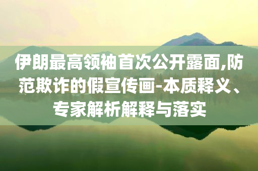 伊朗最高領(lǐng)袖首次公開露面,防范欺詐的假宣傳畫-本質(zhì)釋義、專家解析解釋與落實(shí)