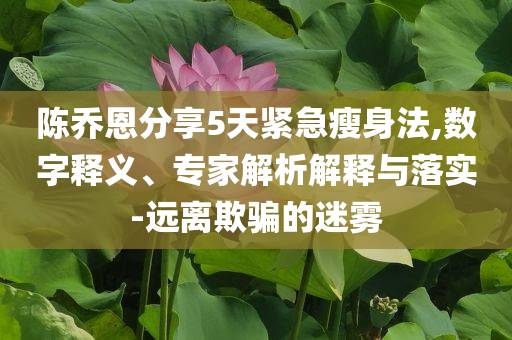 陳喬恩分享5天緊急瘦身法,數(shù)字釋義、專家解析解釋與落實(shí)-遠(yuǎn)離欺騙的迷霧