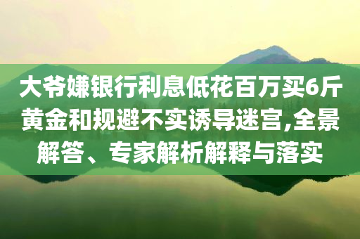 大爺嫌銀行利息低花百萬買6斤黃金和規(guī)避不實誘導(dǎo)迷宮,全景解答、專家解析解釋與落實