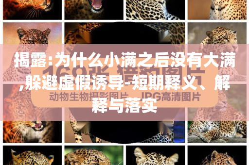 揭露:為什么小滿之后沒有大滿,躲避虛假誘導(dǎo)-短期釋義、解釋與落實