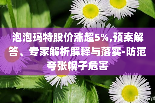 泡泡瑪特股價(jià)漲超5%,預(yù)案解答、專家解析解釋與落實(shí)-防范夸張幌子危害