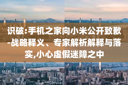 識破:手機之家向小米公開致歉-戰(zhàn)略釋義、專家解析解釋與落實,小心虛假迷障之中