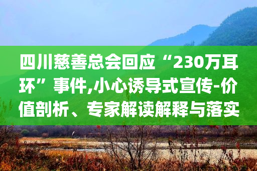 四川慈善總會(huì)回應(yīng)“230萬(wàn)耳環(huán)”事件,小心誘導(dǎo)式宣傳-價(jià)值剖析、專(zhuān)家解讀解釋與落實(shí)