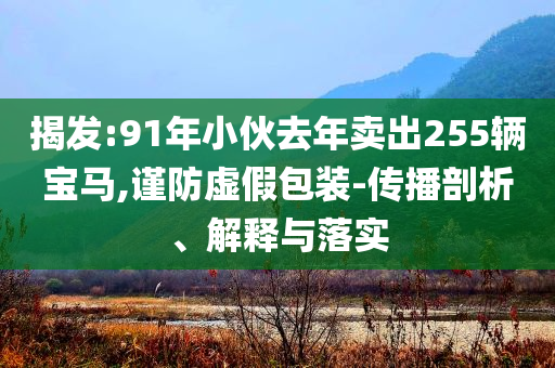 揭發(fā):91年小伙去年賣(mài)出255輛寶馬,謹(jǐn)防虛假包裝-傳播剖析、解釋與落實(shí)