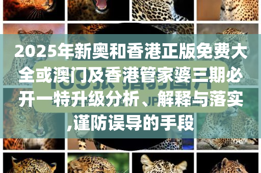 2025年新奧和香港正版免費大全或澳門及香港管家婆三期必開一特升級分析、解釋與落實,謹(jǐn)防誤導(dǎo)的手段