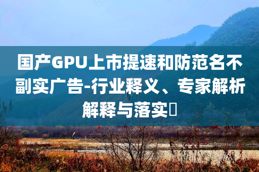 國(guó)產(chǎn)GPU上市提速和防范名不副實(shí)廣告-行業(yè)釋義、專家解析解釋與落實(shí)?