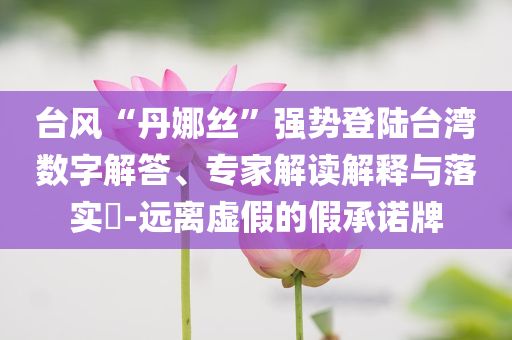 臺(tái)風(fēng)“丹娜絲”強(qiáng)勢登陸臺(tái)灣數(shù)字解答、專家解讀解釋與落實(shí)?-遠(yuǎn)離虛假的假承諾牌