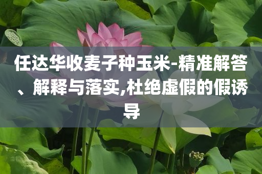 任達(dá)華收麥子種玉米-精準(zhǔn)解答、解釋與落實(shí),杜絕虛假的假誘導(dǎo)
