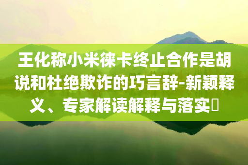 王化稱小米徠卡終止合作是胡說和杜絕欺詐的巧言辭-新穎釋義、專家解讀解釋與落實?
