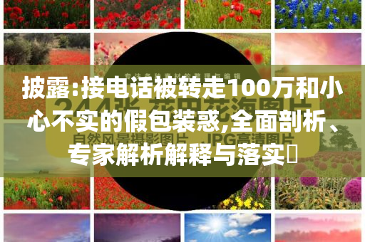 披露:接電話被轉走100萬和小心不實的假包裝惑,全面剖析、專家解析解釋與落實?