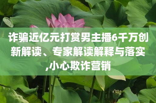 詐騙近億元打賞男主播6千萬創(chuàng)新解讀、專家解讀解釋與落實,小心欺詐營銷