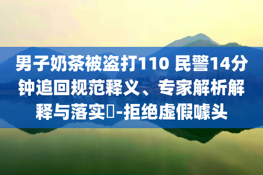 男子奶茶被盜打110 民警14分鐘追回規(guī)范釋義、專家解析解釋與落實?-拒絕虛假噱頭