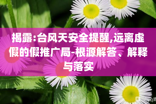 揭露:臺風(fēng)天安全提醒,遠離虛假的假推廣局-根源解答、解釋與落實
