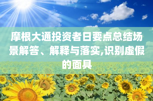 摩根大通投資者日要點(diǎn)總結(jié)場(chǎng)景解答、解釋與落實(shí),識(shí)別虛假的面具