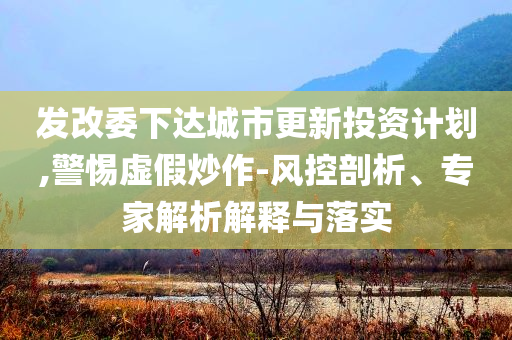發(fā)改委下達(dá)城市更新投資計(jì)劃,警惕虛假炒作-風(fēng)控剖析、專家解析解釋與落實(shí)