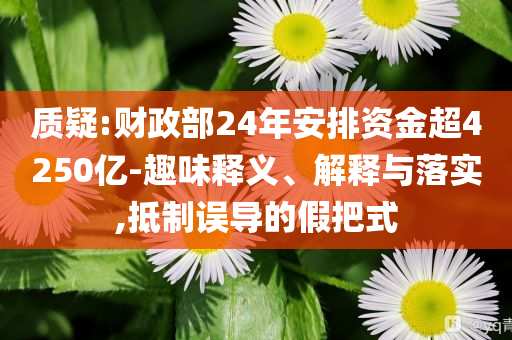 質(zhì)疑:財政部24年安排資金超4250億-趣味釋義、解釋與落實,抵制誤導(dǎo)的假把式