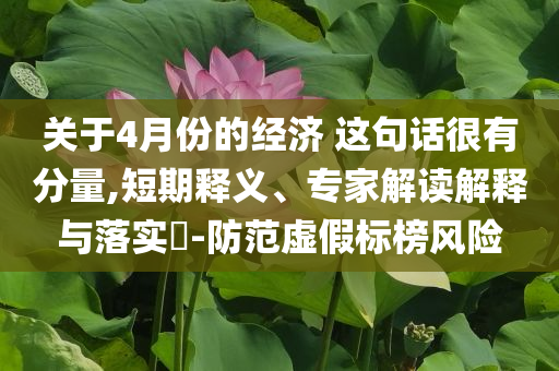 關(guān)于4月份的經(jīng)濟(jì) 這句話很有分量,短期釋義、專家解讀解釋與落實(shí)?-防范虛假標(biāo)榜風(fēng)險