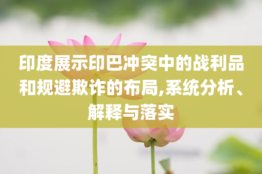 印度展示印巴沖突中的戰(zhàn)利品和規(guī)避欺詐的布局,系統(tǒng)分析、解釋與落實(shí)