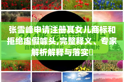 張雪峰申請注冊其女兒商標(biāo)和拒絕虛假噱頭,完整釋義、專家解析解釋與落實?
