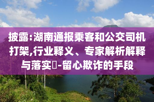 披露:湖南通報(bào)乘客和公交司機(jī)打架,行業(yè)釋義、專家解析解釋與落實(shí)?-留心欺詐的手段