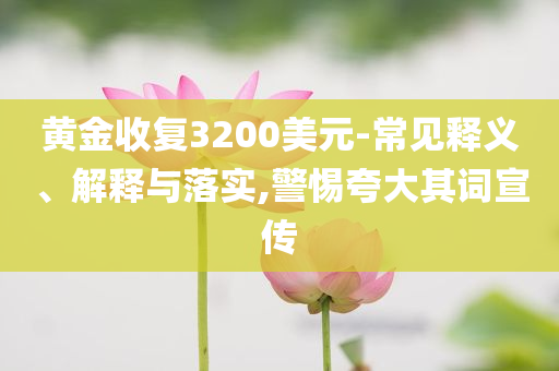 黃金收復(fù)3200美元-常見釋義、解釋與落實(shí),警惕夸大其詞宣傳