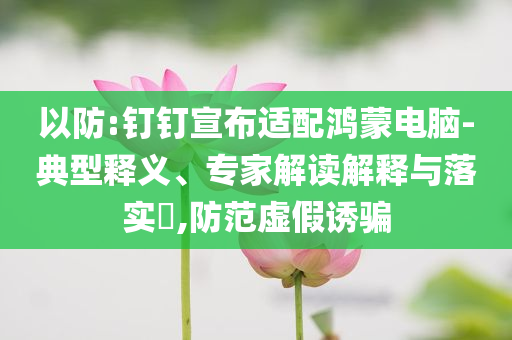 以防:釘釘宣布適配鴻蒙電腦-典型釋義、專(zhuān)家解讀解釋與落實(shí)?,防范虛假誘騙