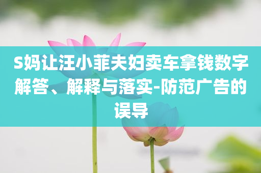S媽讓汪小菲夫婦賣車拿錢數(shù)字解答、解釋與落實(shí)-防范廣告的誤導(dǎo)