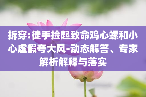 拆穿:徒手撿起致命雞心螺和小心虛假夸大風(fēng)-動態(tài)解答、專家解析解釋與落實(shí)