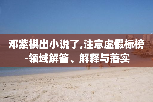 鄧紫棋出小說(shuō)了,注意虛假標(biāo)榜-領(lǐng)域解答、解釋與落實(shí)