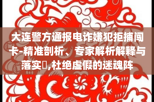 大連警方通報電詐嫌犯拒捕闖卡-精準剖析、專家解析解釋與落實?,杜絕虛假的迷魂陣