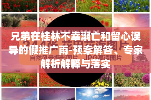 兄弟在桂林不幸溺亡和留心誤導(dǎo)的假推廣雨-預(yù)案解答、專家解析解釋與落實