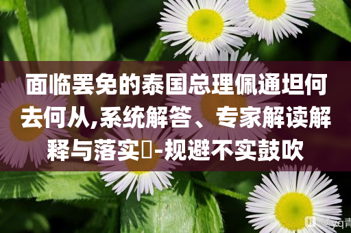 面臨罷免的泰國總理佩通坦何去何從,系統(tǒng)解答、專家解讀解釋與落實?-規(guī)避不實鼓吹