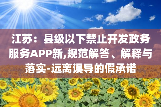 江蘇：縣級以下禁止開發(fā)政務服務APP新,規(guī)范解答、解釋與落實-遠離誤導的假承諾