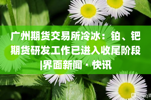 廣州期貨交易所冷冰：鉑、鈀期貨研發(fā)工作已進(jìn)入收尾階段|界面新聞 · 快訊