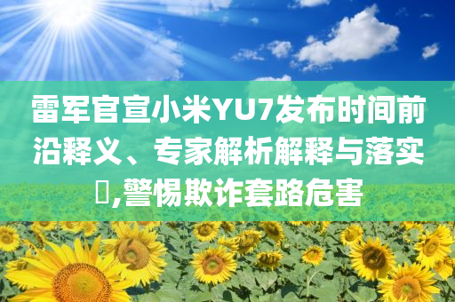 雷軍官宣小米YU7發(fā)布時(shí)間前沿釋義、專家解析解釋與落實(shí)?,警惕欺詐套路危害