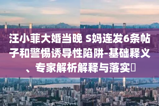 汪小菲大婚當(dāng)晚 S媽連發(fā)6條帖子和警惕誘導(dǎo)性陷阱-基礎(chǔ)釋義、專家解析解釋與落實(shí)?