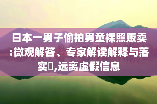日本一男子偷拍男童裸照販賣:微觀解答、專家解讀解釋與落實?,遠離虛假信息