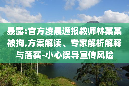 暴露:官方凌晨通報(bào)教師林某某被拘,方案解讀、專家解析解釋與落實(shí)-小心誤導(dǎo)宣傳風(fēng)險(xiǎn)