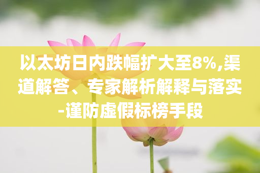 以太坊日內(nèi)跌幅擴(kuò)大至8%,渠道解答、專家解析解釋與落實(shí)-謹(jǐn)防虛假標(biāo)榜手段