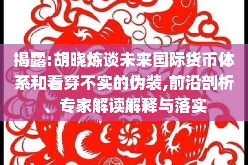 揭露:胡曉煉談未來國際貨幣體系和看穿不實的偽裝,前沿剖析、專家解讀解釋與落實